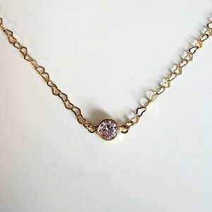 14k Gold filled Pink tourmaline and hearts necklace